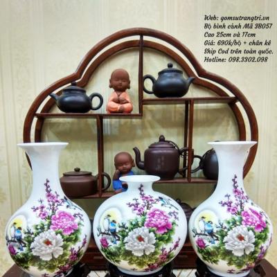 Bộ bình cảnh Hoa mẫu đơn